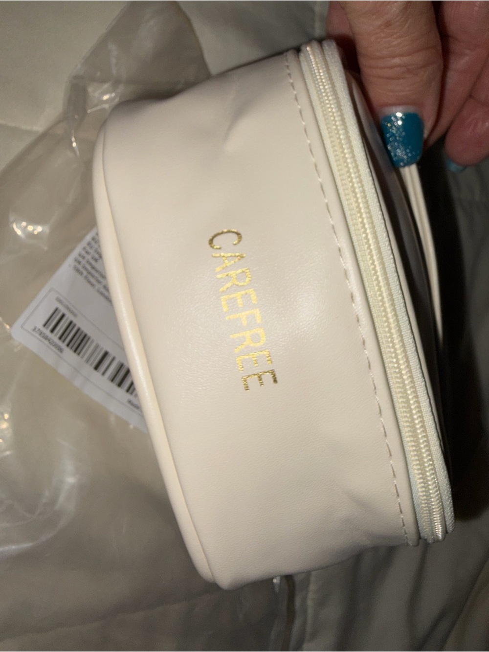 Cream Travel Cosmetic Bag with Mesh Organizer - Picture 9 of 9